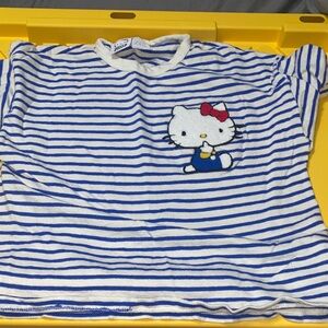 Hello Kitty c Zara Patch Striped Shirt Used Kids Girls 11-12